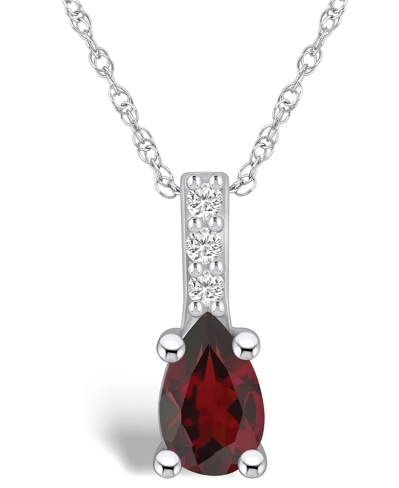 Macy's Garnet (-/ Ct. T.w.) and Diamond Accent Pendant Necklace in 14K Gold
