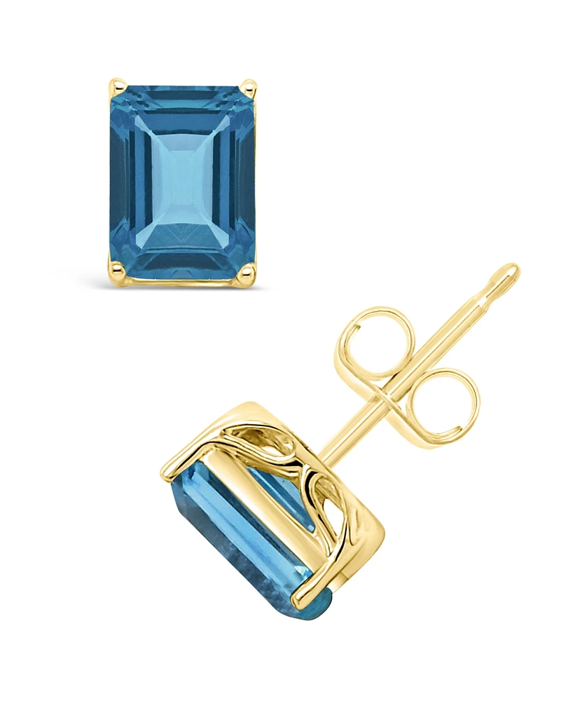 Macy's London Topaz (4 ct. t.w.) Stud Earrings in 14K Yellow Gold