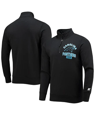 Men's Starter Black Carolina Panthers Heisman Quarter-Zip Jacket