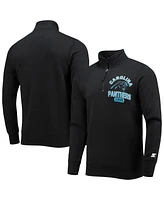 Men's Starter Black Carolina Panthers Heisman Quarter-Zip Jacket