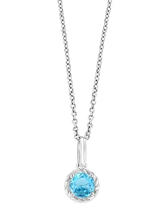 Effy Blue Topaz Rope-Framed 18" Pendant Necklace (5/8 ct. t.w.) in Sterling Silver