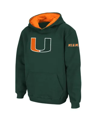 Big Boys Stadium Athletic Green Miami Hurricanes Logo Pullover Hoodie