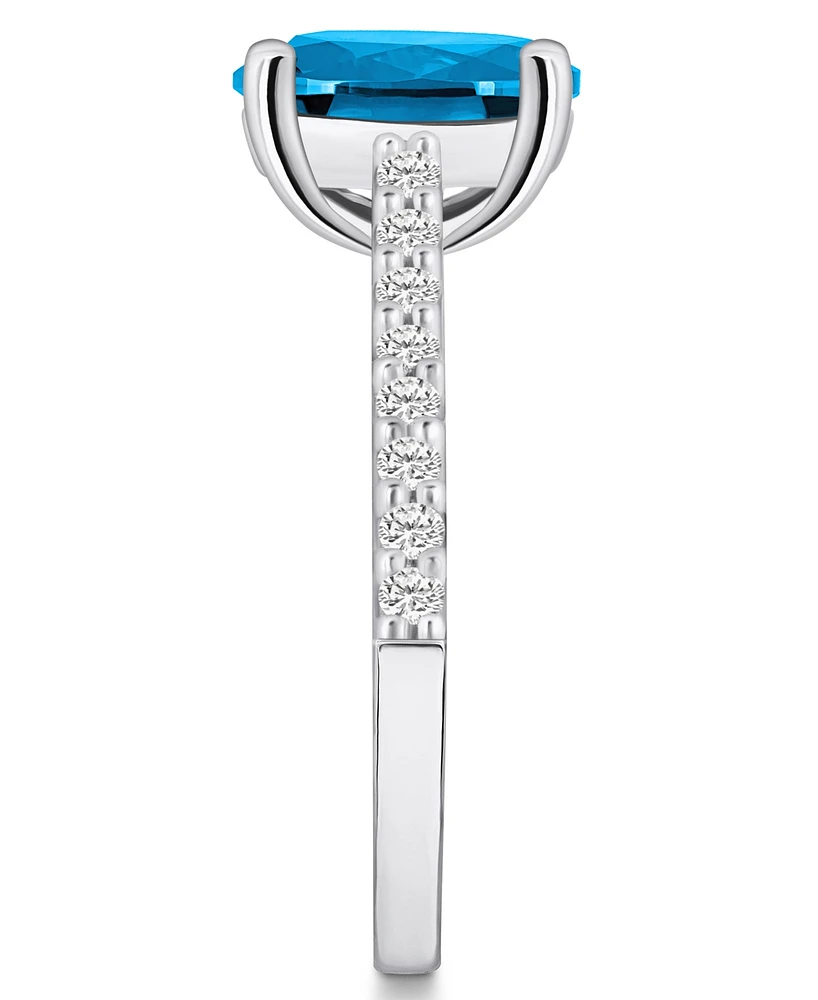 Macy's Blue Topaz (3-5/8 ct. t.w.) and Diamond (1/4 Ring 14K Gold