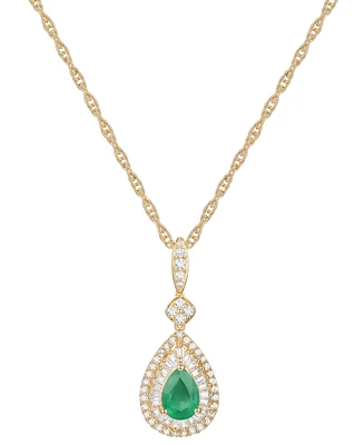 Sapphire (5/8 ct. t.w.) & Diamond (1/3 ct. t.w.) Teardrop Halo 18" Pendant Necklace in 14k Gold (Also in Ruby & Emerald)