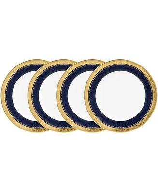 Noritake Odessa Cobalt Gold Set of 4 Bread Butter and Appetizer Plates, Service For 4