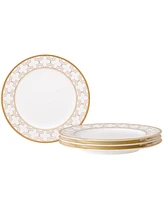Noritake Trefolio Gold Set of 4 Bread Butter and Appetizer Plates, Service For 4