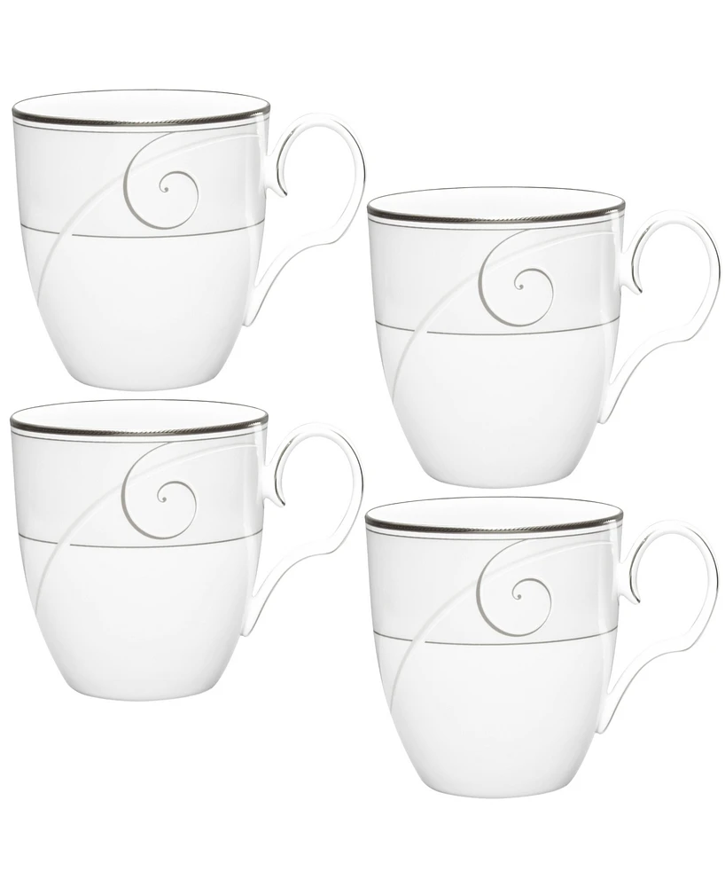 Noritake Platinum Wave Set of 4 Mugs, Service For 4