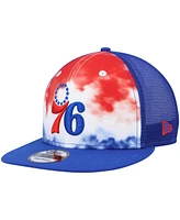 Men's New Era Royal Philadelphia 76ers Hazy Trucker 9FIFTY Snapback Hat