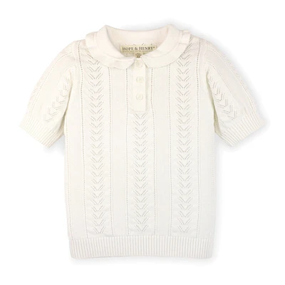 Hope & Henry Girls Organic Cotton Short Sleeve Peter Pan Collar Sweater Polo