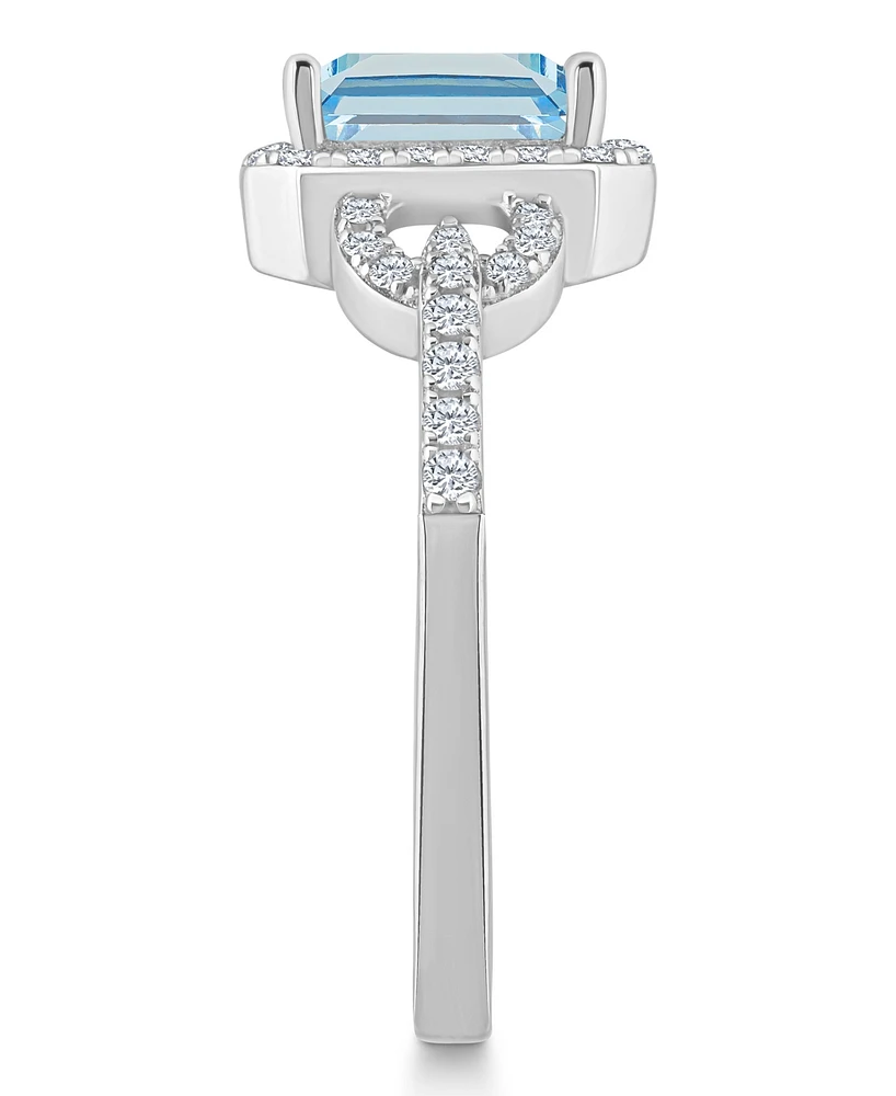 Macy's Topaz (1/3 ct. t.w.) Halo Ring Sterling Silver