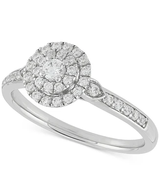 Forever Grown Diamonds Lab-Created Diamond Halo Cluster Ring (3/8 ct. t.w.) in Sterling Silver