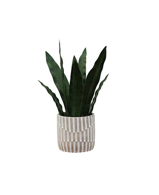 Desktop Artificial Snake plant in Cement, 14"