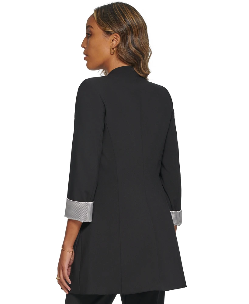 Calvin Klein Women's Roll Sleeve Open Front Blazer, Regular and Petite