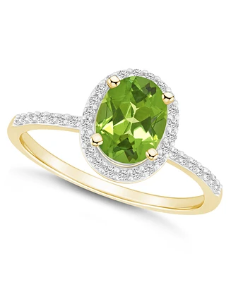 Macy's Peridot (1-1/3 ct. t.w.) and Lab-Grown Sapphire (1/5 Halo Ring 10K Yellow Gold