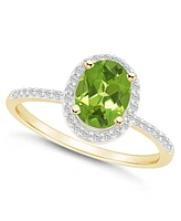 Macy's Peridot (1-1/3 ct. t.w.) and Lab-Grown Sapphire (1/5 Halo Ring 10K Yellow Gold