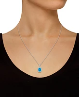 Macy's Topaz (2 ct. t.w.) and Lab Grown Sapphire (1/5 ct. t.w.) Halo Pendant Necklace in 10K White Gold