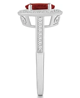 Macy's Garnet (1-1/2 ct. t.w.) and Diamond (1/5 Halo Ring Sterling Silver