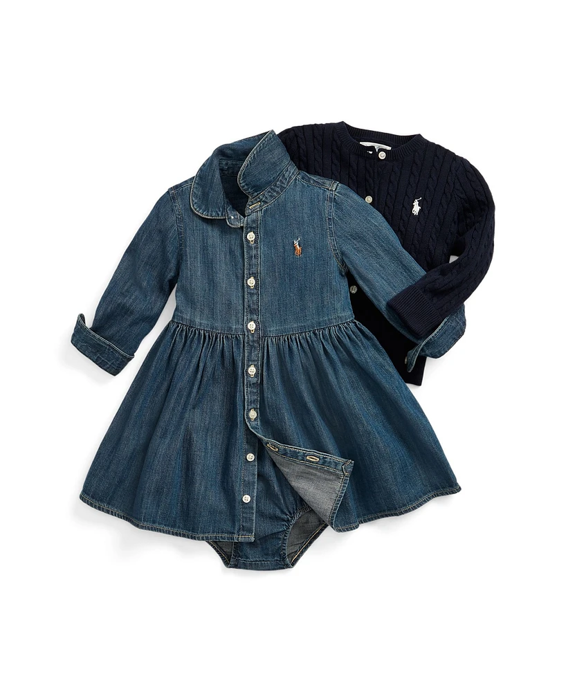 Polo Ralph Lauren Baby Girls Denim Cotton Shirtdress