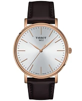 Tissot Men's Swiss Everytime Brown Leather Strap Watch 40mm