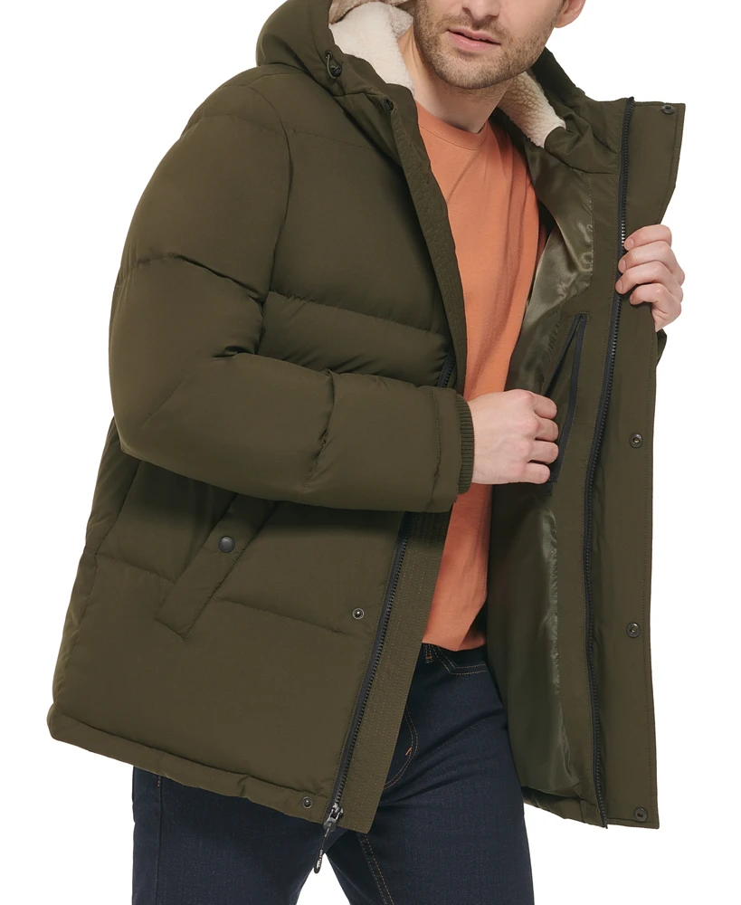 Cole Haan Men's Puffer Coat With Fleece-Lined Hood
