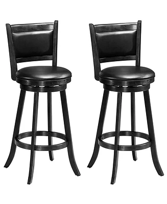 Set of 2 29'' Swivel Bar Height Stool Wood Dining Chair