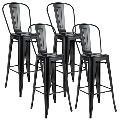 Costway Set of 4 High Back Metal Stool 30'' Seat Bar Height