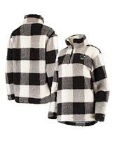 Women's G-iii 4Her by Carl Banks Black and White San Jose Sharks Plaid Sherpa Quarter-Zip Jacket