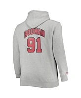 Men's Mitchell & Ness Dennis Rodman Heathered Gray Chicago Bulls Big and Tall Name Number Pullover Hoodie