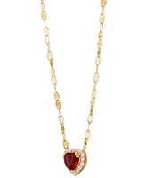 Lab-Grown Pink Sapphire (1-1/2 ct. t.w.) & Lab-Grown White Sapphire (1/4 ct. t.w.) Heart Pendant Necklace in 14k Gold-Plated Sterling Silver, 16" + 2"