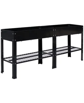 Hot Dip Galvanized Steel Raised Garden Bed with Mesh Shelf - Set of 2