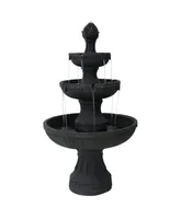 43"H Electric Fiberglass and Resin 3-Tier Flower Blossom Outdoor Water Fountain