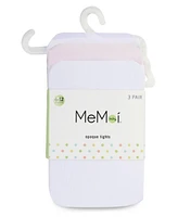 MeMoi Baby Girls Solid Nylon Opaque Basic Non-Binding Tights 3 Pack