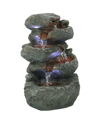 Indoor Home Decorative Relaxing Stacked Rocks Tabletop Water Fountain with Led Lights - 10"