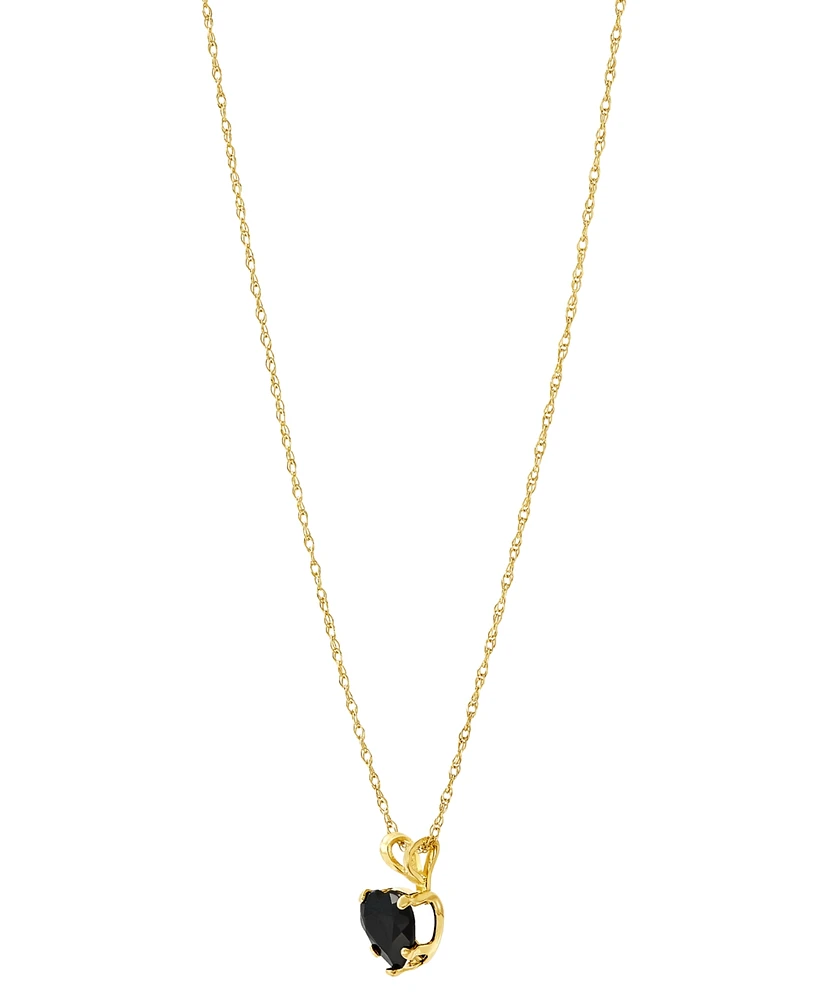 2-Pc. Set Onyx Heart Pendant Necklace & Matching Stud Earrings in 10k Gold