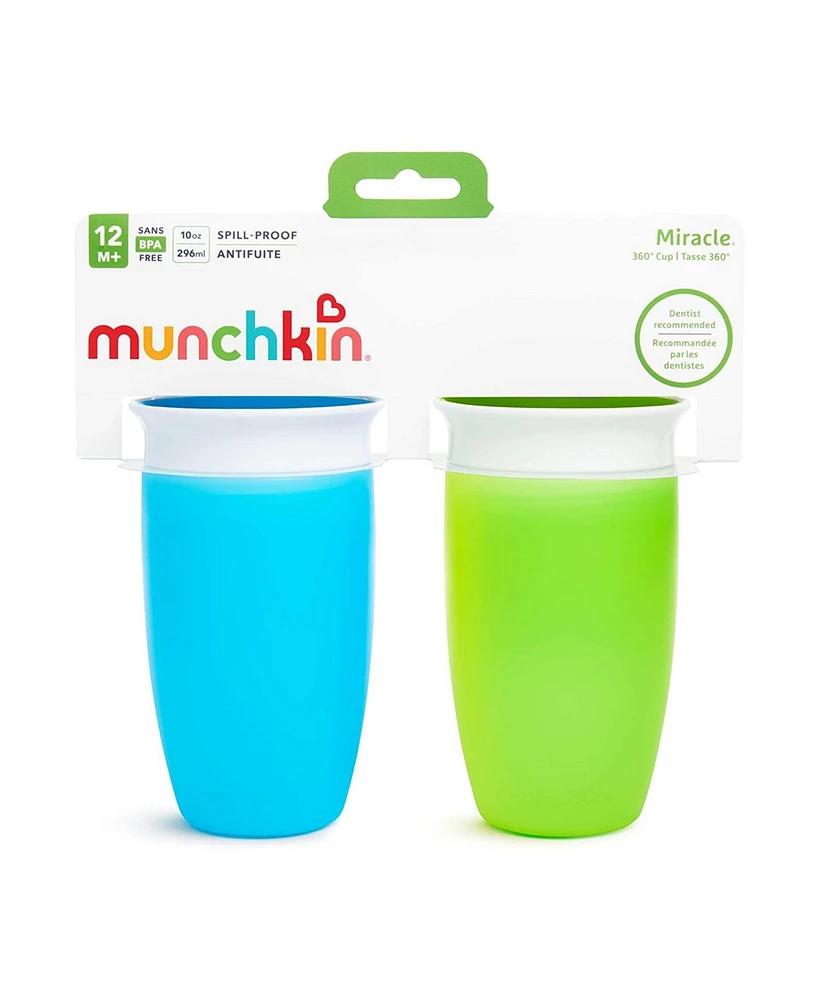 Munchkin Toddler Miracle 360 Sippy Cup, Green/Blue, 10 Oz, 2 Count
