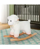 Qaba Lamb Rocking Horse Sheep for Kids, Wooden Plush,