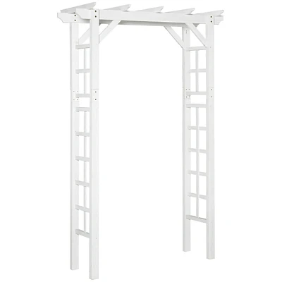 Outsunny 7' Wood Steel Outdoor Garden Arched Trellis Arbor w/ Fir Wood,