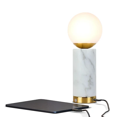 Brightech Aspen 14.5" Dimmable Led Marble Table Lamp with Usb Port