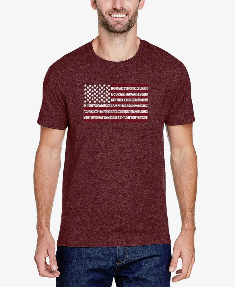La Pop Art Men's Premium Blend Word Usa Flag T-shirt