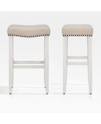 WestinTrends 29" Upholstered Saddle Seat Bar Stool (Set of 2)