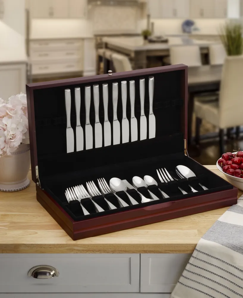 Wallace Dark Walnut Lined Single Stainless-Steel Flatware 19in Chest