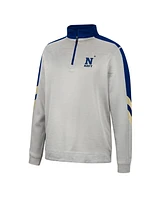 Men's Colosseum Gray and Navy Navy Midshipmen Bushwood Fleece Quarter-Zip Jacket