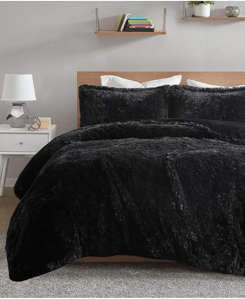 Intelligent Design Malea Shaggy Faux-Fur 3-Pc. Duvet Cover Set
