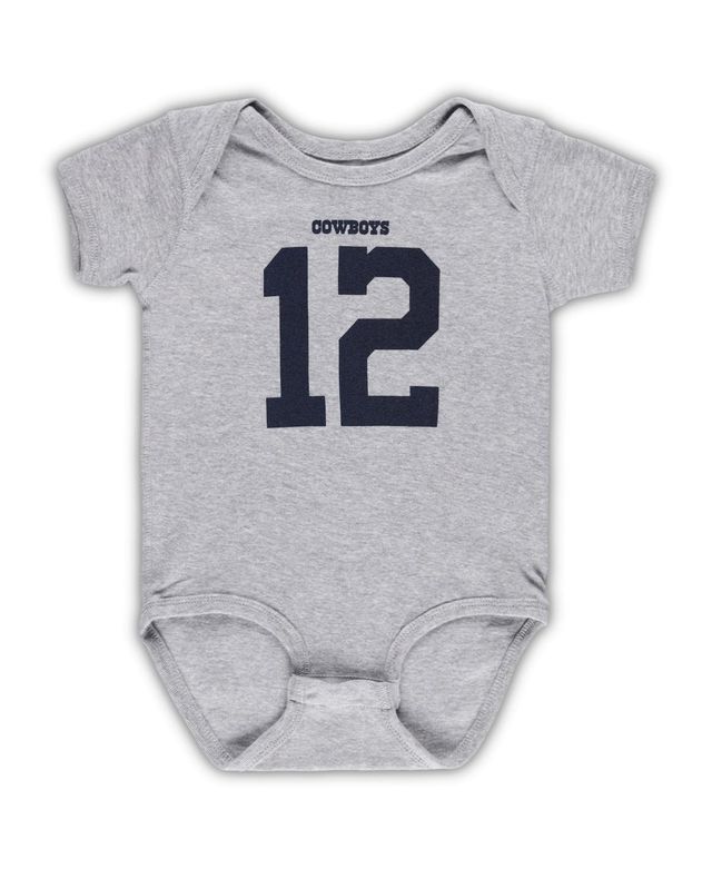 Infant Boys and Girls Mitchell & Ness Roger Staubach Heathered Gray Dallas Cowboys Mainliner Retired Player Name Number Bodysuit