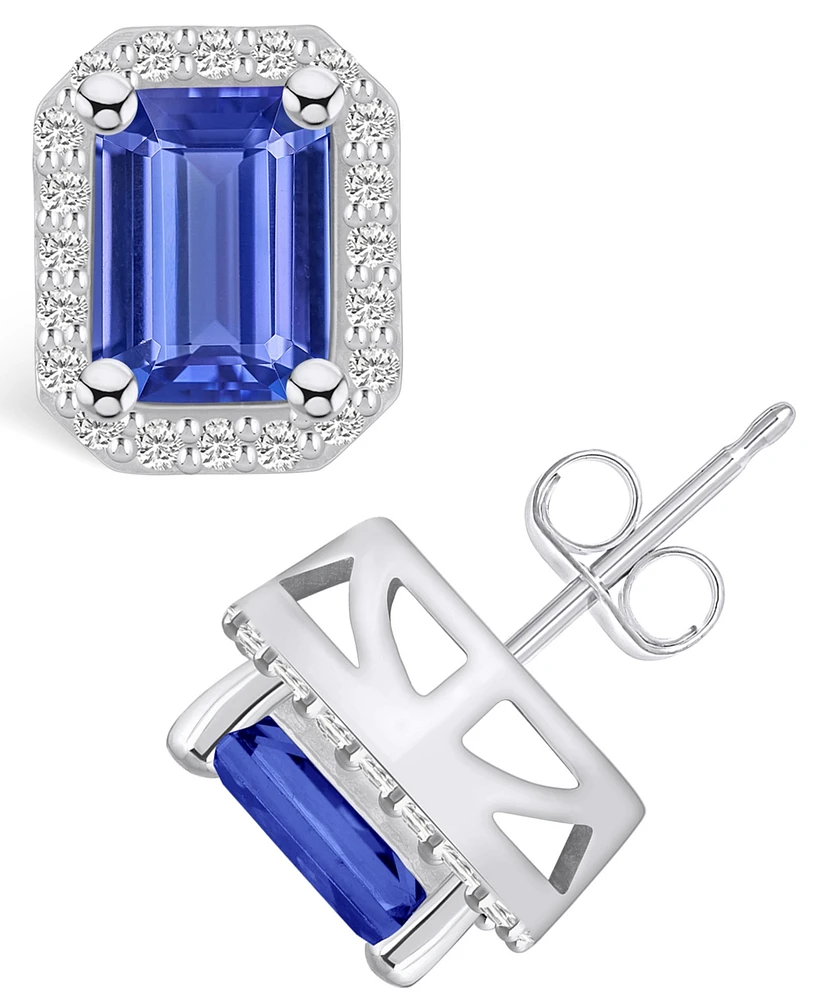 Macy's Tanzanite (3-1/5 Ct. t.w.) and Diamond (3/8 Halo Stud Earrings