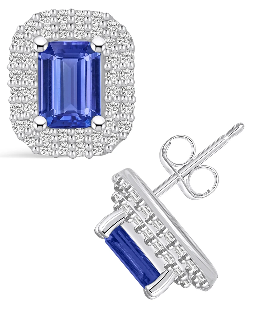 Macy's Tanzanite (2 Ct. t.w.) and Diamond (3/4 Halo Stud Earrings
