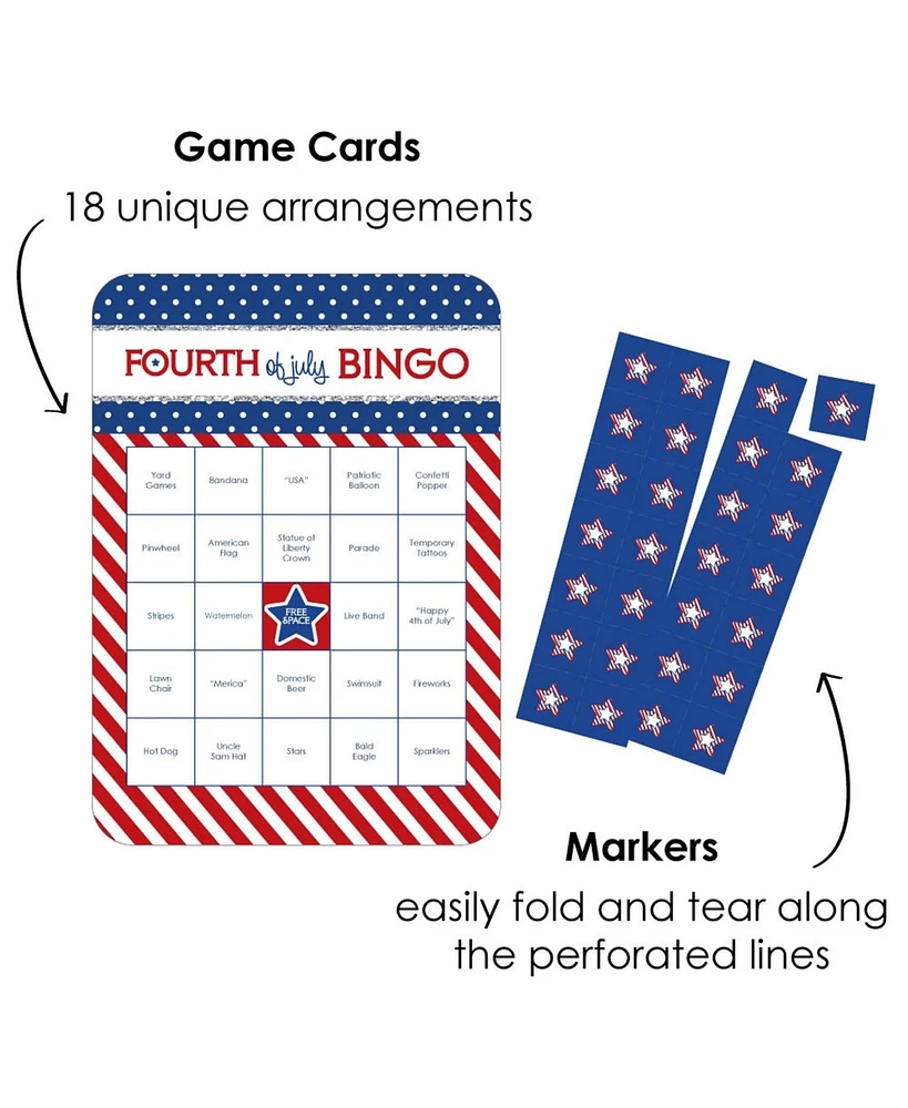 Big Dot of Happiness 4th of July - Bar Bingo Cards and Markers - Independence Day Bingo Game - 18 Ct