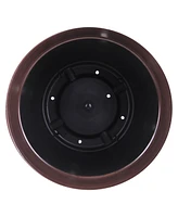 Garden Elements Glazed Brushed Happy Large Plastic Planter Dark Brown 15 Inch