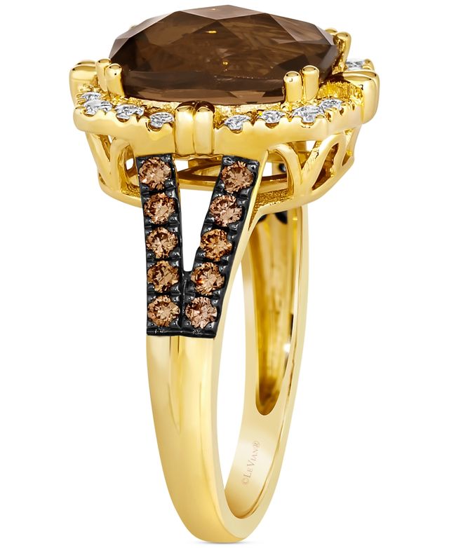 Le Vian Chocolate Quartz (4 ct. t.w.) & Diamond (5/8 ct. t.w.) Halo Ring in 14k Gold