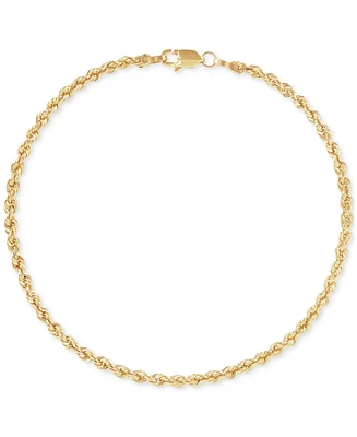 Lightweight Glitter Rope Link Chain Bracelet in 10k Gold